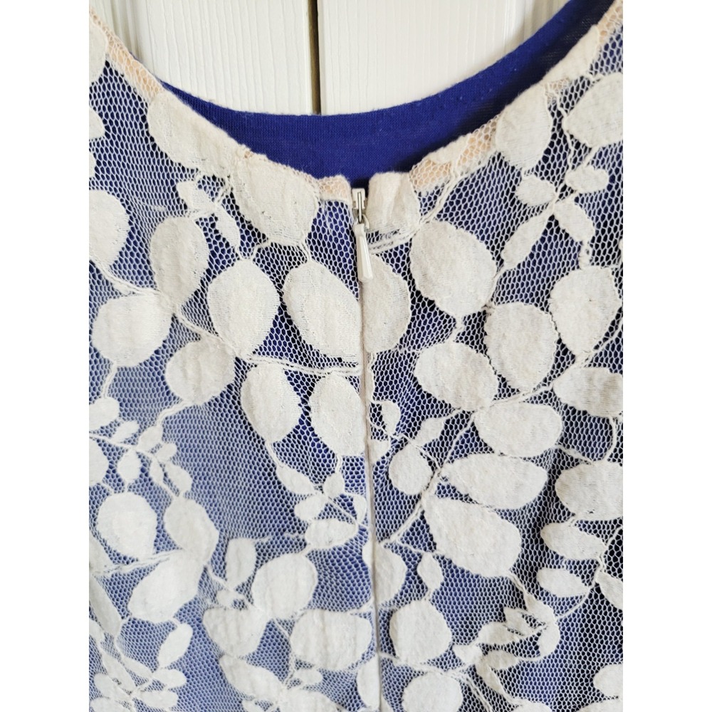 Anthropologie L Sparrow Weston Blue White Floral Lace Fit‎ Flare Dress Fairy - Picture 11 of 16
